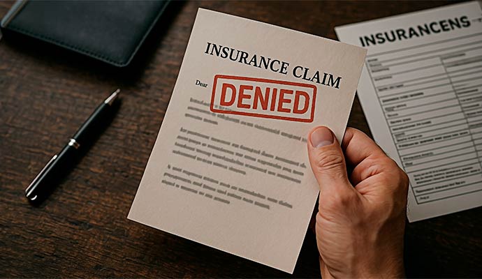 Denied insurance claim paper