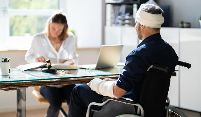 Injured client signing legal documents with lawyer Injured client signing legal documents with lawyer