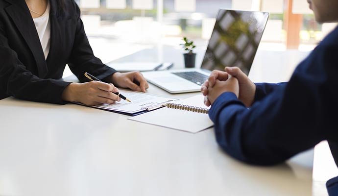 Person discussing with a professional