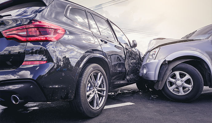 Side impact car collision damage
